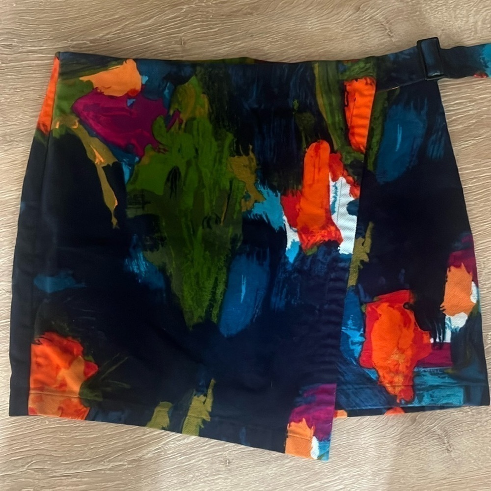 Kate Spade Saturday Graphic Color Abstract Cotton Wrap Skirt(S)